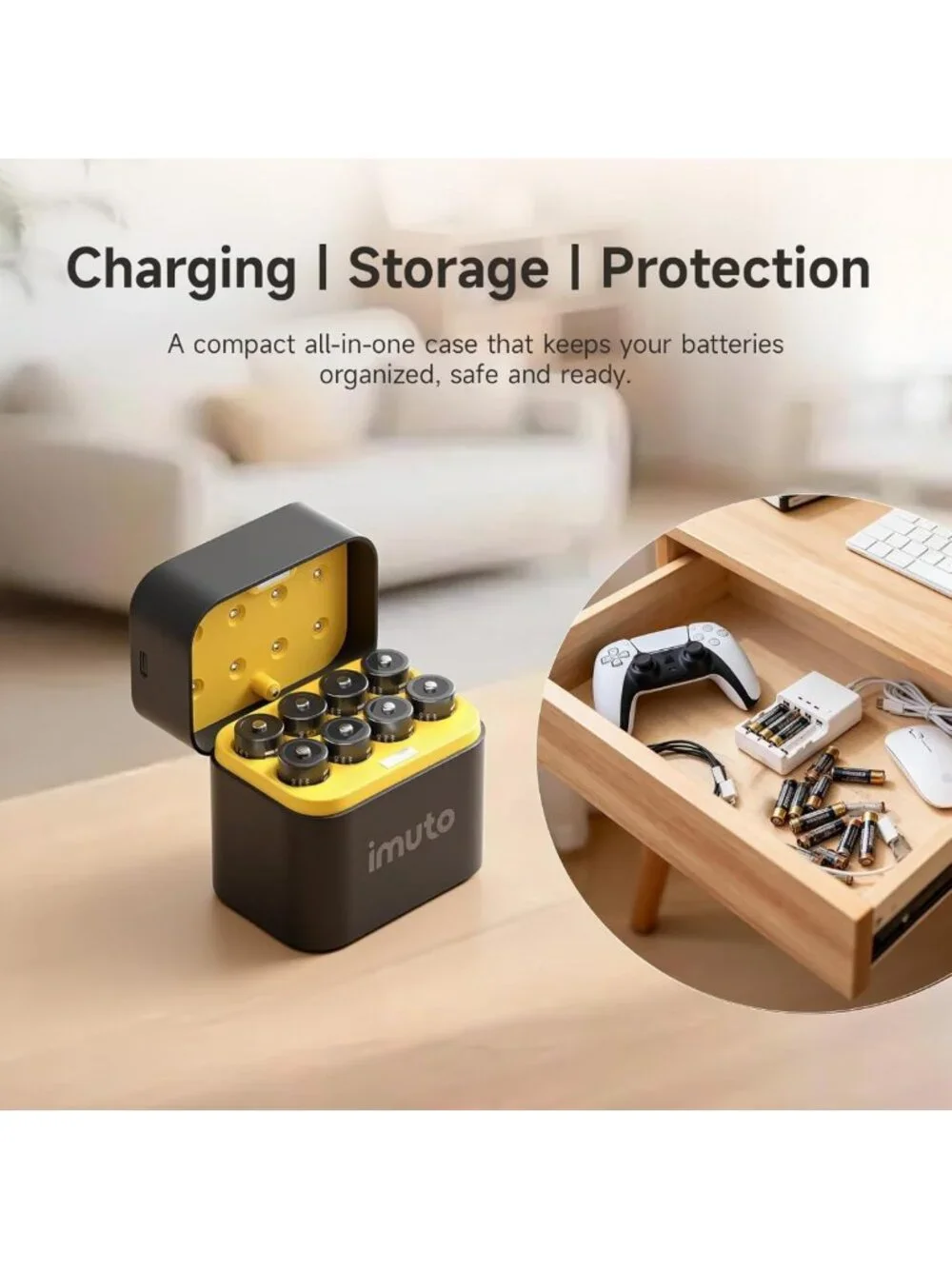 Rechargeable AA Batteries & Charger Set, 3000mWh, 8-Pack, Fast Charging, Long
